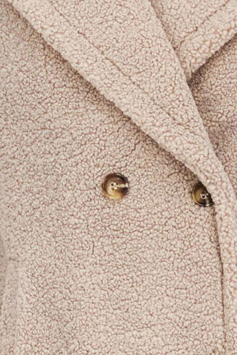 Sam Edelman Women Wide Lapel Fleece Trench Coat, Beige - Image 5