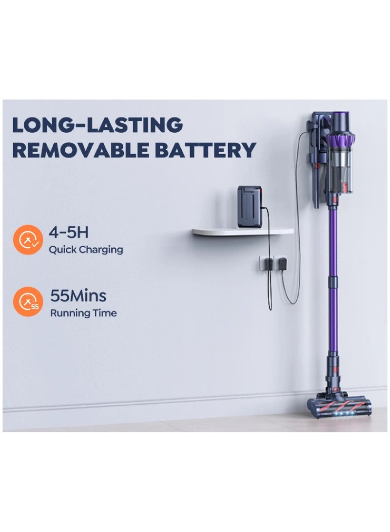 BuTure Vacuum Cleaner VC70 Cordless Vacuum Cleaner, Lightweight Handheld Vacuum, 450W 33KPa Stick Vacuum with Brushless Motor, up to 55 Min Runtime, for Pet Hair/Hardwood Floor/Carpet - Image 3