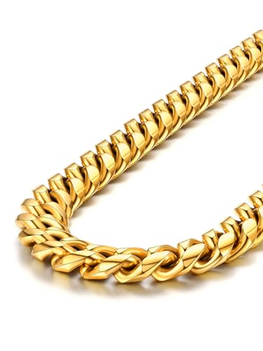 ChainsPro Stainless Steel Cuban Link Chains for Men 4861014mm Width Cuban Chain Necklace 18K Gold Plated No Tarnish Chains Jewelry for Men 1830 Length Hip Hop Miami Necklace Send Gift Box - Image 1
