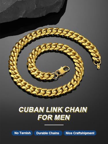 ChainsPro Stainless Steel Cuban Link Chains for Men 4861014mm Width Cuban Chain Necklace 18K Gold Plated No Tarnish Chains Jewelry for Men 1830 Length Hip Hop Miami Necklace Send Gift Box - Image 3