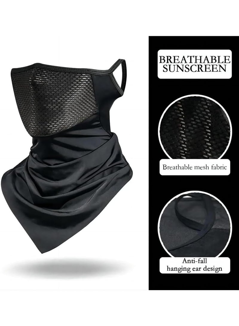 SOLARAE Winter Face Mask, 3 Pack Sun Protection Cycling Face Cover, Ski Mask Neck Gaiter Scarf, Quick Dry Breathable Neck Gaiter for Outdoor, Triangular Hanging Ear Mask Windproof Bandana, Black - Image 2
