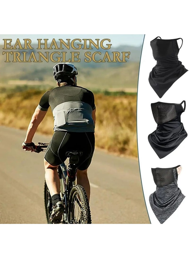SOLARAE Winter Face Mask, 3 Pack Sun Protection Cycling Face Cover, Ski Mask Neck Gaiter Scarf, Quick Dry Breathable Neck Gaiter for Outdoor, Triangular Hanging Ear Mask Windproof Bandana, Black - Image 4
