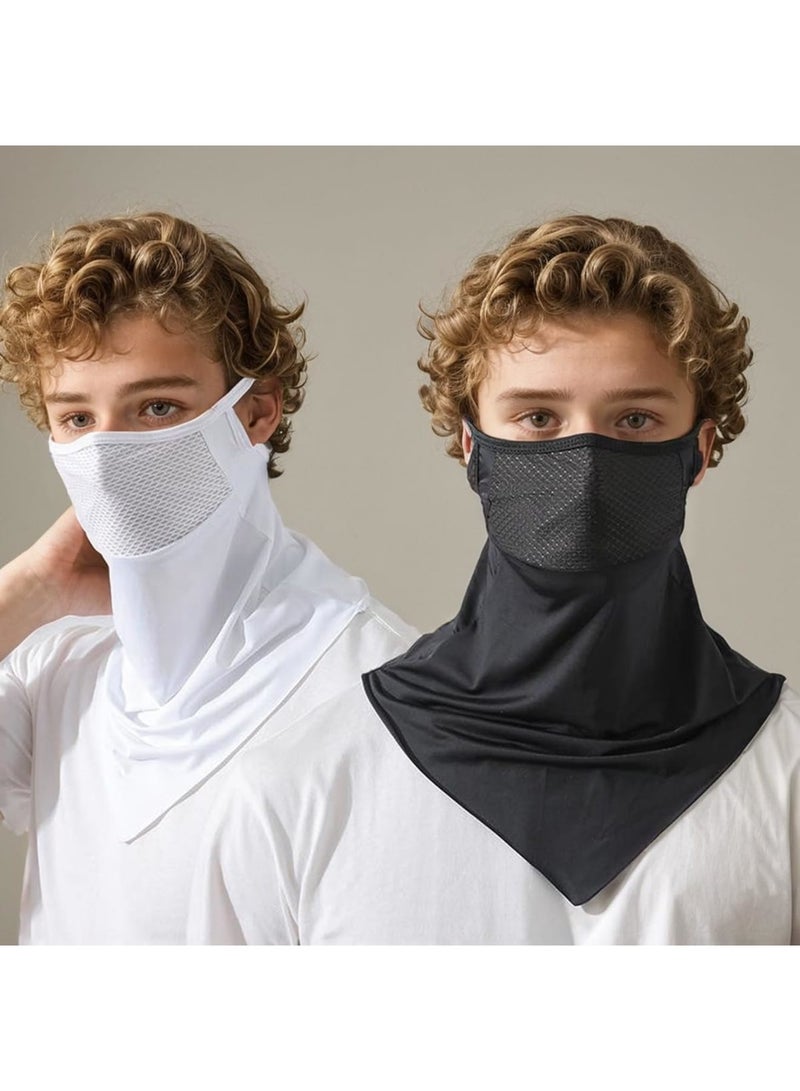 SOLARAE Winter Face Mask, 3 Pack Sun Protection Cycling Face Cover, Ski Mask Neck Gaiter Scarf, Quick Dry Breathable Neck Gaiter for Outdoor, Triangular Hanging Ear Mask Windproof Bandana, Black - Image 3