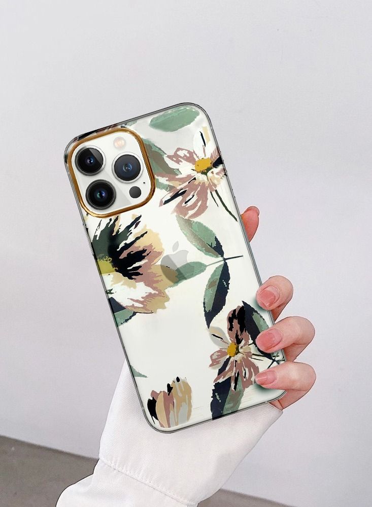 JOWAY iPhone 13 Pro Floral Clear Case Ultra Slim Shockproof Flower Print Transparent Cover Design 3 - Image 5