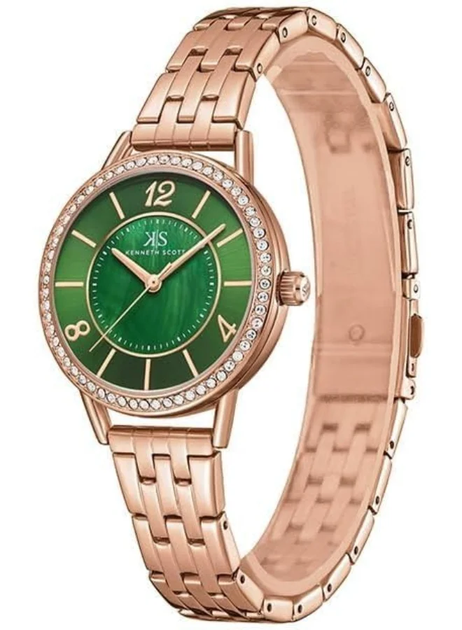 KENNETH SCOTT Kenneth Scott Women's PC21 Movement Watch, Analog Display and Stainless Steel Strap - K23537-RBKMG, Rose Gold