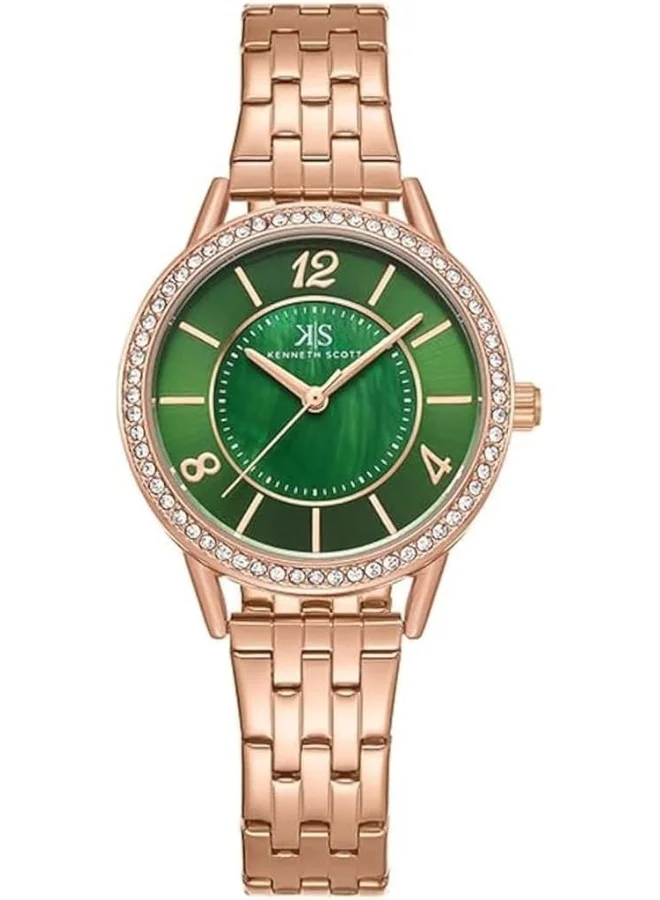 KENNETH SCOTT Kenneth Scott Women's PC21 Movement Watch, Analog Display and Stainless Steel Strap - K23537-RBKMG, Rose Gold
