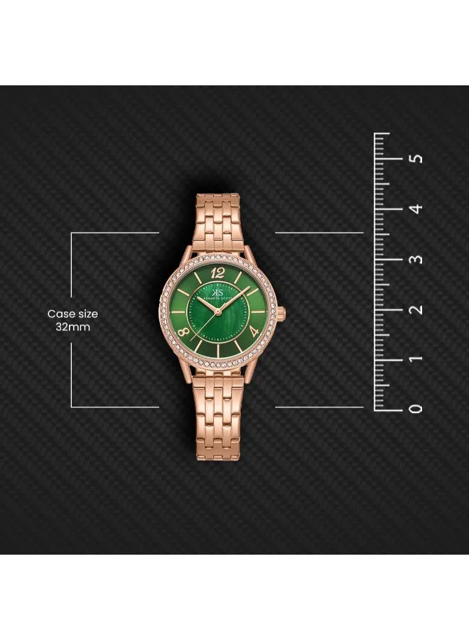 Kenneth Scott Green Kenneth Scott Women's PC21 Movement Watch, Analog Display and Stainless Steel Strap - K23537-RBKMG, Rose Gold for Women | Best Price UAE