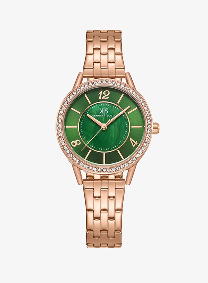 KENNETH SCOTT Kenneth Scott Women's PC21 Movement Watch, Analog Display and Stainless Steel Strap - K23537-RBKMG, Rose Gold