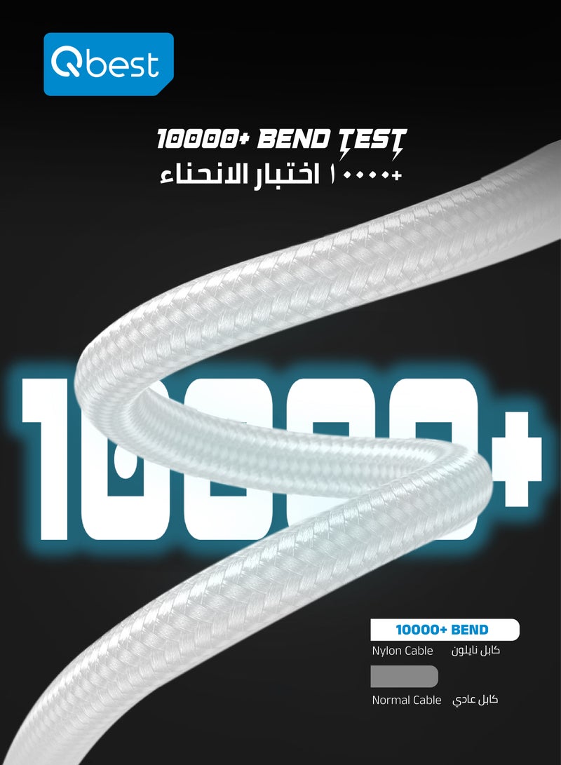 Qbest 6.0A Fast Charging USB to Micro Cable 1.2M – High-Speed Data Transfer, Durable Design for Android Devices - White - Image 3