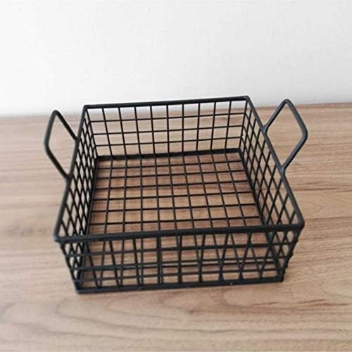 INDIDECOR INDIDECOR 567848 Square Metal Bread Basket Decorative Storage basket toast basket breakfast basket Black  - Image 5