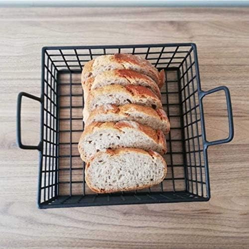 INDIDECOR INDIDECOR 567848 Square Metal Bread Basket Decorative Storage basket toast basket breakfast basket Black  - Image 4