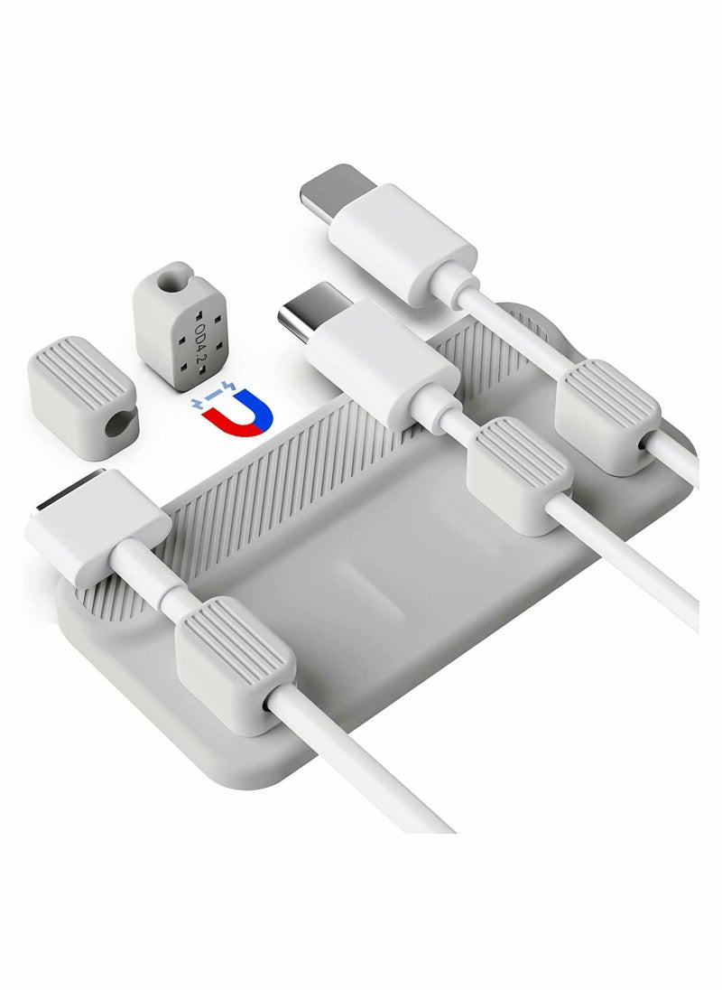 SYOSI - Cable Management Magnetic Holder Desktop Multipurpose Cord Keeper 5 Clips for Lightning Cables, USB C Micro Sticks to Wood, Marble, Metal, Glass - Image 1