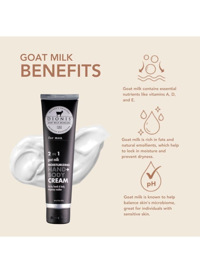 Dionis Goat Milk Skincare 3.3oz Hand & Body Cream For Men - Travel Size Hand Lotion For Hydrating & Moisturizing Dry Skin - Cruelty Free Cream Made In The USA - Paraben Free Formula - Image 2