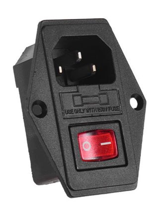 Inlet Module Fuse Switch Male Socket Black