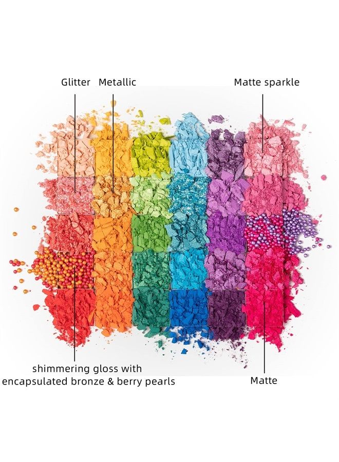 Tintark 30 Colors Makeup Eyeshadow Palette for Beauty & Matte Metallic Shimmer Pearl Glitter Eye Shadow Pallet & Rainbow Colorful Eye Makeup for Girls & Highly Pigment Eyeshadow Cosmetics - Image 2