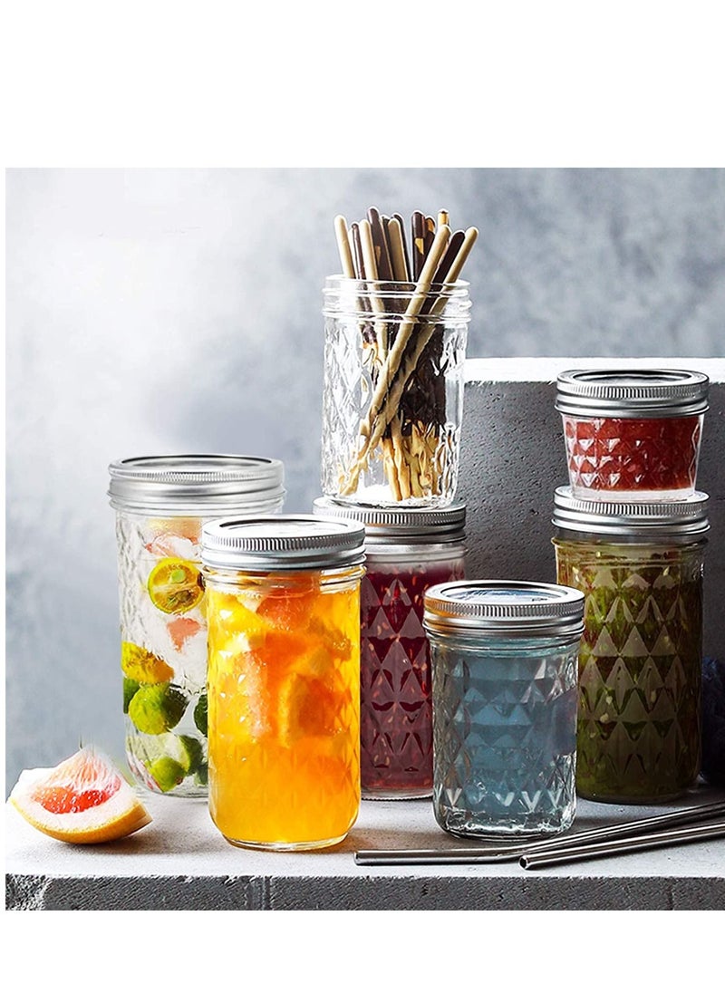 SYOSI - Ma son Jars with Lids and Bands, Regular Mouth Ma son Jars, Jars Ideal for Jams, Jellies, Conserves, Preserves, and Pizza Sauce(Diamond 16OZ 6PCS) - Image 1