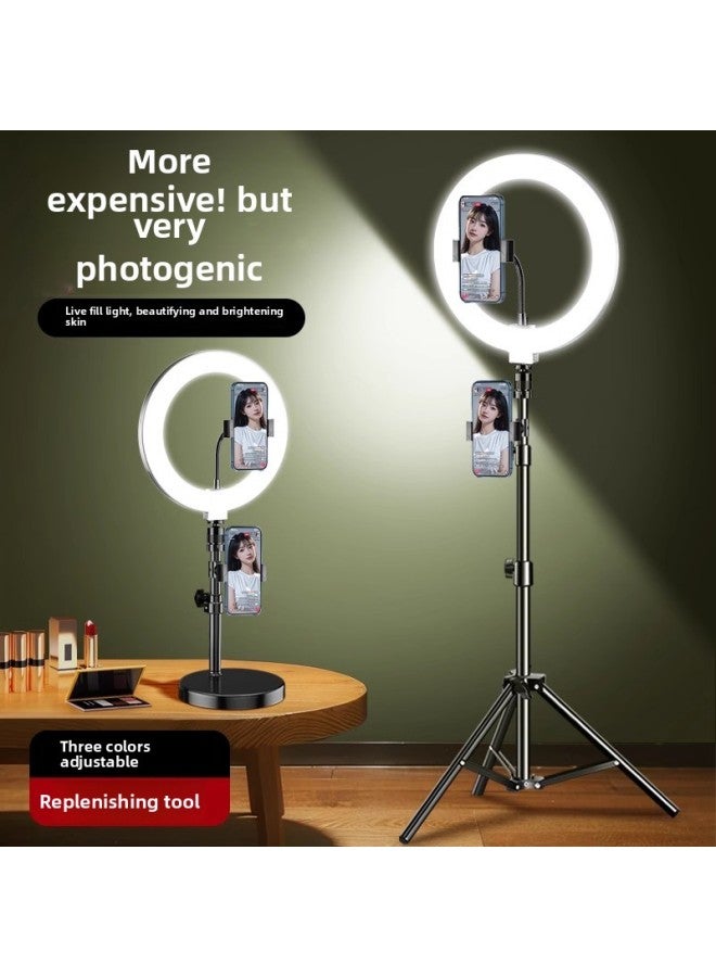 general Live Anchor Special Fill Light Mobile Phone Beauty Lighting Desktop Ring Light Photo Indoor Portrait Selfie Light-Light Source Color:Desktop Model 【26cm Beauty Lamp + Single Camera + Selfie】 Weighte - Image 2