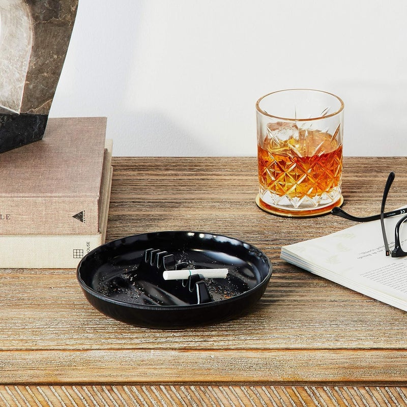 Fox Run 6121 Melamine Ash Tray, 6.75 x 6.75 x 1.25 inches, Black - Image 3