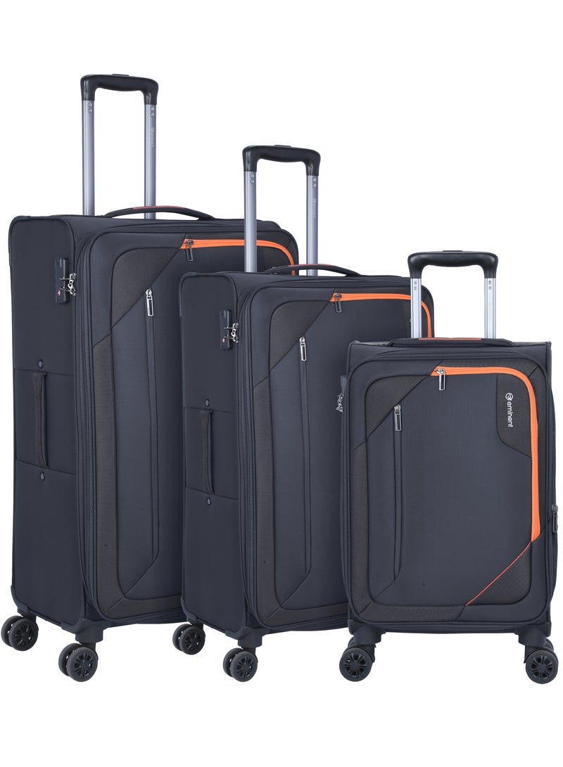 إيمينينت حقيبة سفر يونيسكس ناعمة بعجلات من البوليستر خفيفة الوزن قابلة للتوسيع مع قفل  ثلاثي الأرقام أسود - Image 1