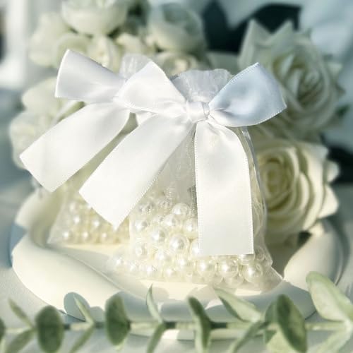 Esdallina 40 PCS 3.6"x4.7" Premium Sheer Organza Bags White Wedding Favor Bags Jewelry Gift Bags for Party Christmas Festival - Image 1