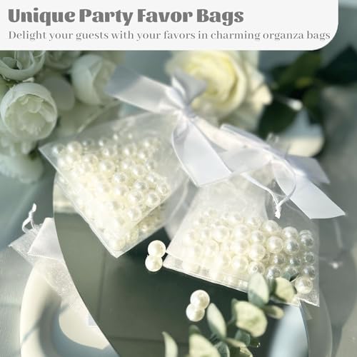 Esdallina 40 PCS 3.6"x4.7" Premium Sheer Organza Bags White Wedding Favor Bags Jewelry Gift Bags for Party Christmas Festival - Image 4