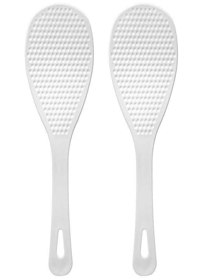 Azefnuhk 2-Pack Rice Spoon Paddle, 8.3 Inch, White Non-Stick Rice Paddle Scooper, Ergonomic Plastic Scooper with Hanging Hole, Potato Server Spatula for Kitchen, Restaurant, and Home Cooking - Image 1