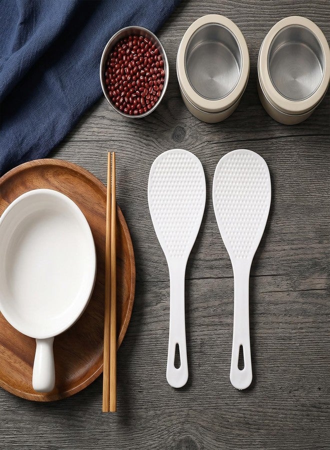Azefnuhk 2-Pack Rice Spoon Paddle, 8.3 Inch, White Non-Stick Rice Paddle Scooper, Ergonomic Plastic Scooper with Hanging Hole, Potato Server Spatula for Kitchen, Restaurant, and Home Cooking - Image 4