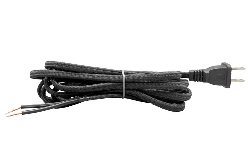 Creative Hobbies Rayon Cloth Covered Electric Lamp Cord with End Plug, Stripped Ends Ready for Wiring -8 Foot, SPT-2 UL Listed (Black) - Image 2