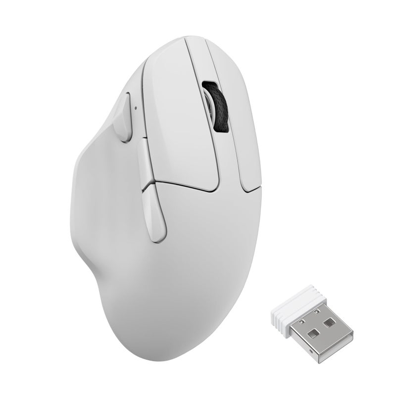 Keychron ماوس كمبيوتر لاسلكي Keychron M7، ماوس بصري بدقة 26K DPI، 2.4 GHz/Bluetooth/سلكي مع زر ماكرو 63 جرام خفيف الوزن وتصميم مريح، يصل إلى 70 ساعة من وقت العمل للابتوب macOS/Windows - أبيض - Image 1