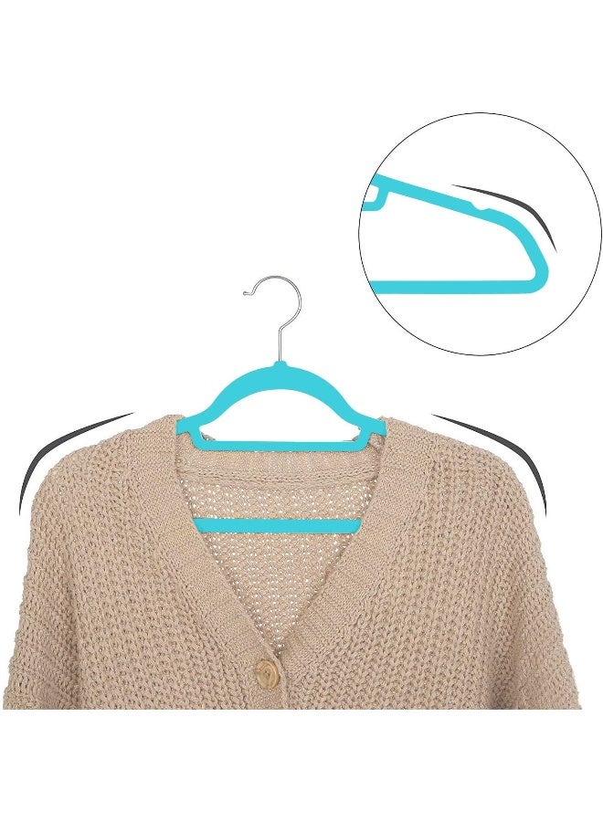 Red Dot Gift 20-Pack Teal color Non-Slip Velvet Hangers & 360 Degree Rotatable Hook - Durable & Slim - Non Slip Hangers for Coat Hangers - Pant Hangers - Image 3