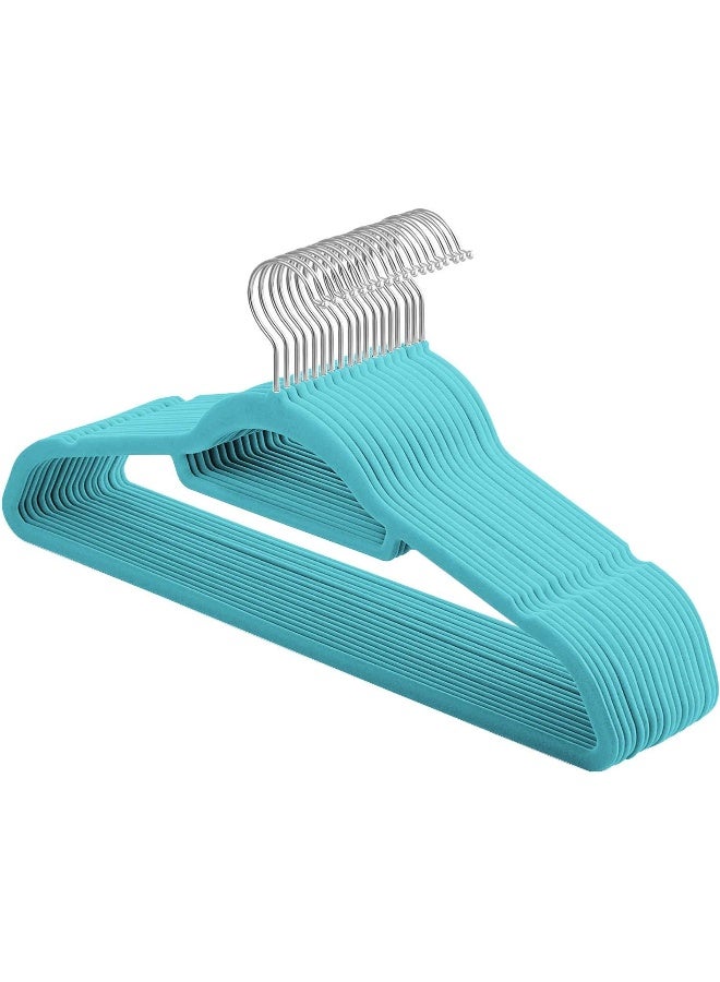 Red Dot Gift 20-Pack Teal color Non-Slip Velvet Hangers & 360 Degree Rotatable Hook - Durable & Slim - Non Slip Hangers for Coat Hangers - Pant Hangers - Image 1