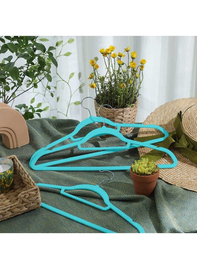 Red Dot Gift 20-Pack Teal color Non-Slip Velvet Hangers & 360 Degree Rotatable Hook - Durable & Slim - Non Slip Hangers for Coat Hangers - Pant Hangers - Image 4