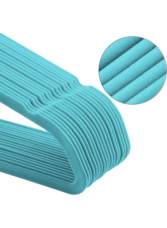 Red Dot Gift 20-Pack Teal color Non-Slip Velvet Hangers & 360 Degree Rotatable Hook - Durable & Slim - Non Slip Hangers for Coat Hangers - Pant Hangers - Image 2