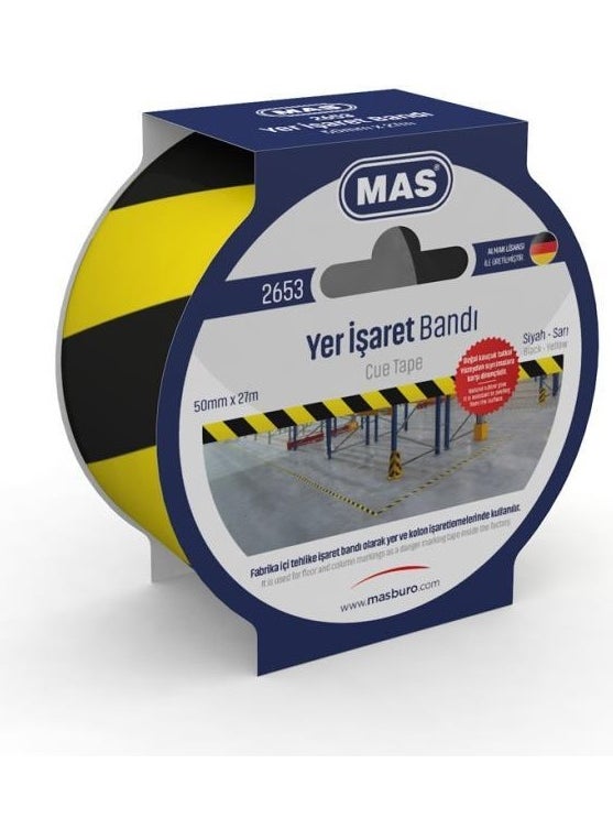 MAS Floor Marking Tape 50MM x 27M Yellow Black 