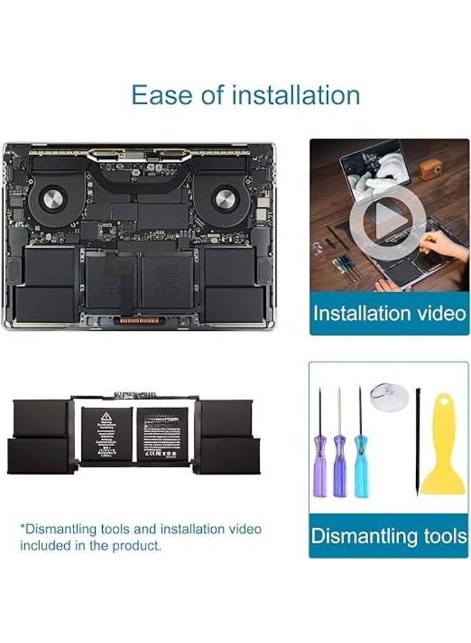 بطارية لابتوب A2113 لماك بوك برو 16 بوصة ريتينا (2019) EMC 3347 - سعة عالية Li-Polymer 8700mAh - Image 2