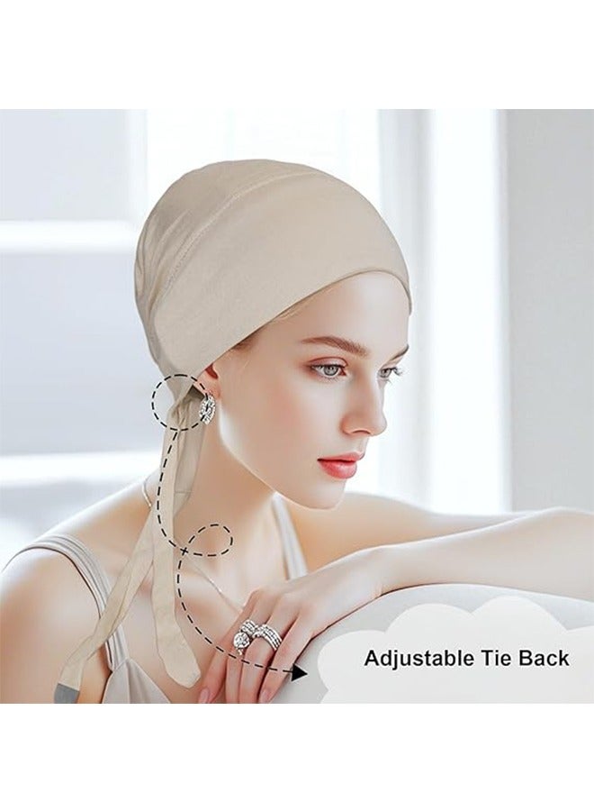 HY Women Under Scarf, 3PCS Chemo Headwear Hat Hijab Cap Islamic Muslim with Tie-Back Closure  - Image 5