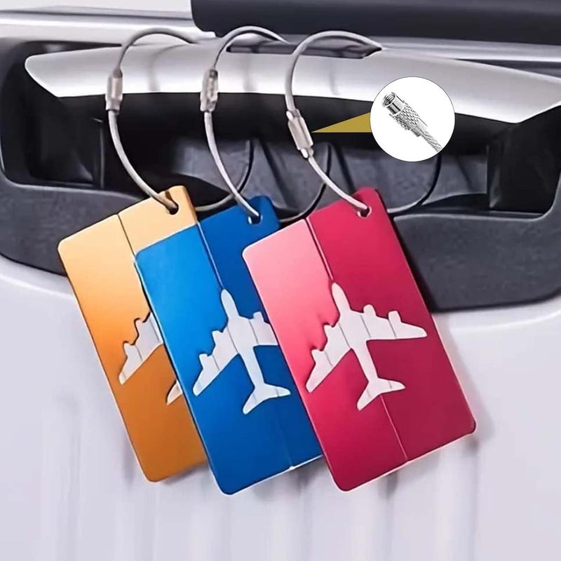 LUPINEZ 6 Pcs Luggage Tags, Aluminium Alloy Suitcase Tags, Luggage Labels for Suitcases with Steel Loop, 6 Pack Travel Tags for Baggage Identity ID Labels, Name Tags for Luggage, Pack of 6 (Purple) - Image 2