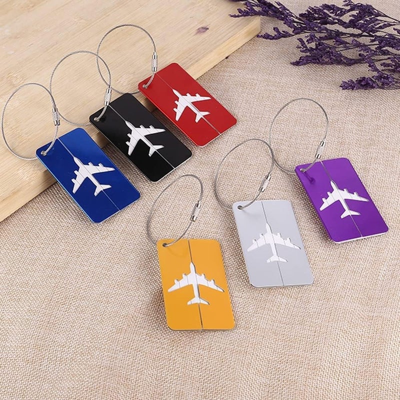 LUPINEZ 6 Pcs Luggage Tags, Aluminium Alloy Suitcase Tags, Luggage Labels for Suitcases with Steel Loop, 6 Pack Travel Tags for Baggage Identity ID Labels, Name Tags for Luggage, Pack of 6 (Purple) - Image 3