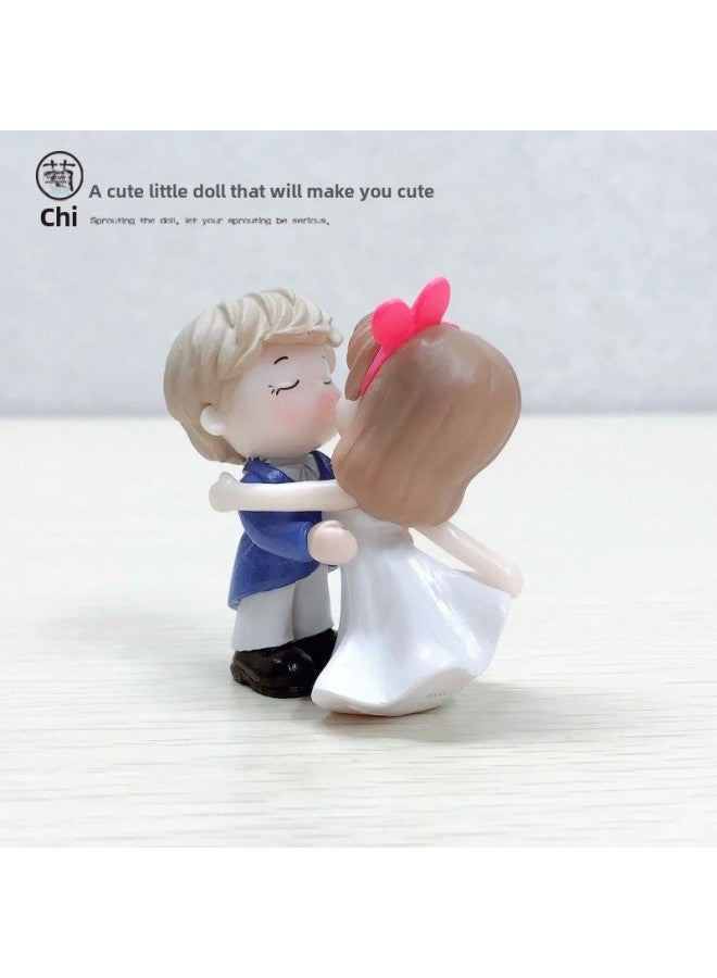 PVC Figure Doll Car Ornaments DIY Fleshy Micro Landscape Cake Decoration KISS Couple Kiss Shape Doll 