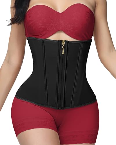 SHAPSHE Waist Trainer for Women Tummy Control Waist Cincher Hourglass Sport Workout Faja Body Shaper Black - Image 1
