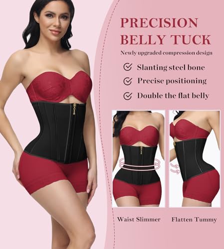 SHAPSHE Waist Trainer for Women Tummy Control Waist Cincher Hourglass Sport Workout Faja Body Shaper Black - Image 3
