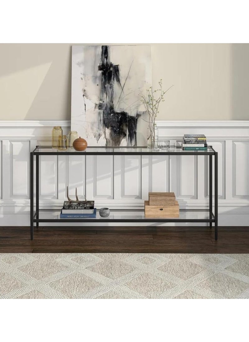 LINGWEI Dual Glass Shelves Console Table Pre-Assembled Elevate Your Space with Modern Elegance and Ample Storage Ideal Accent For Living Room, Hallway  - Image 3