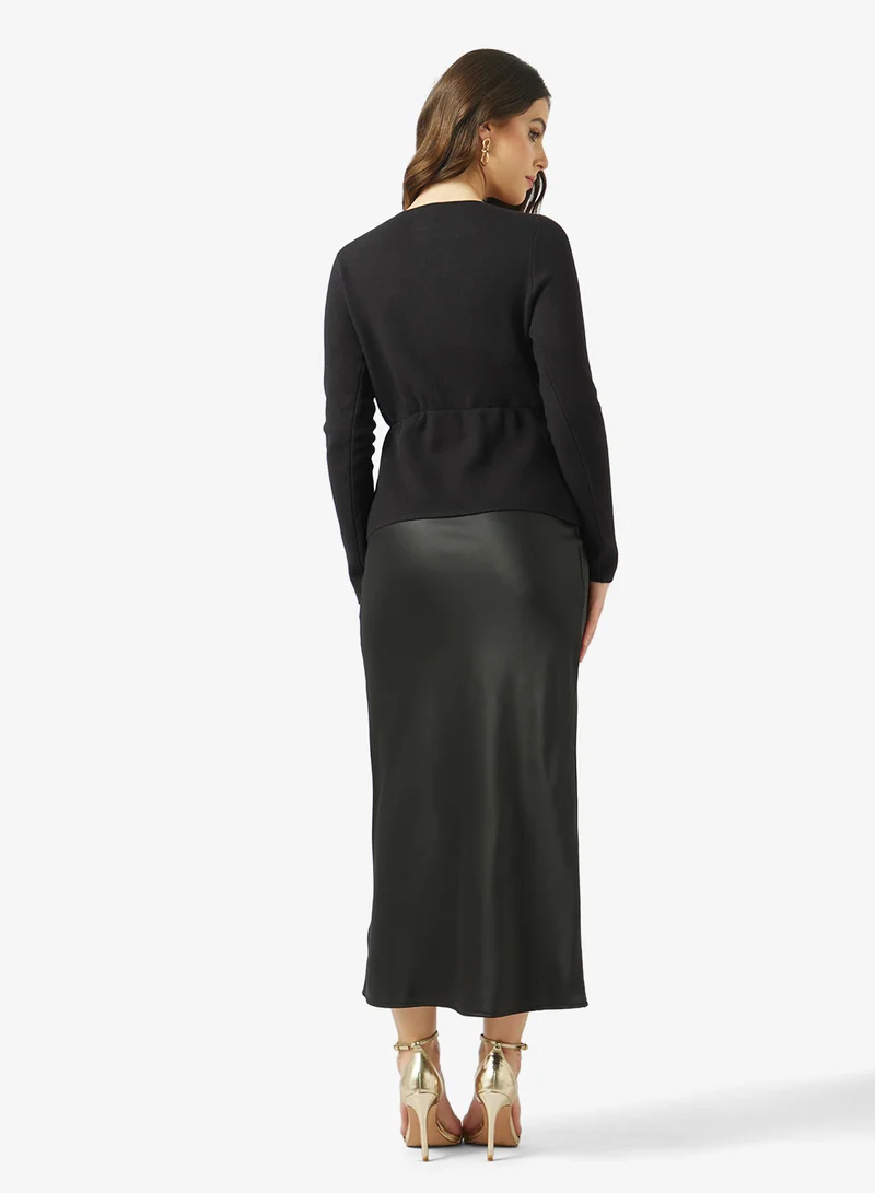 Style Cheat 2 In 1 Knit Satin Dress
