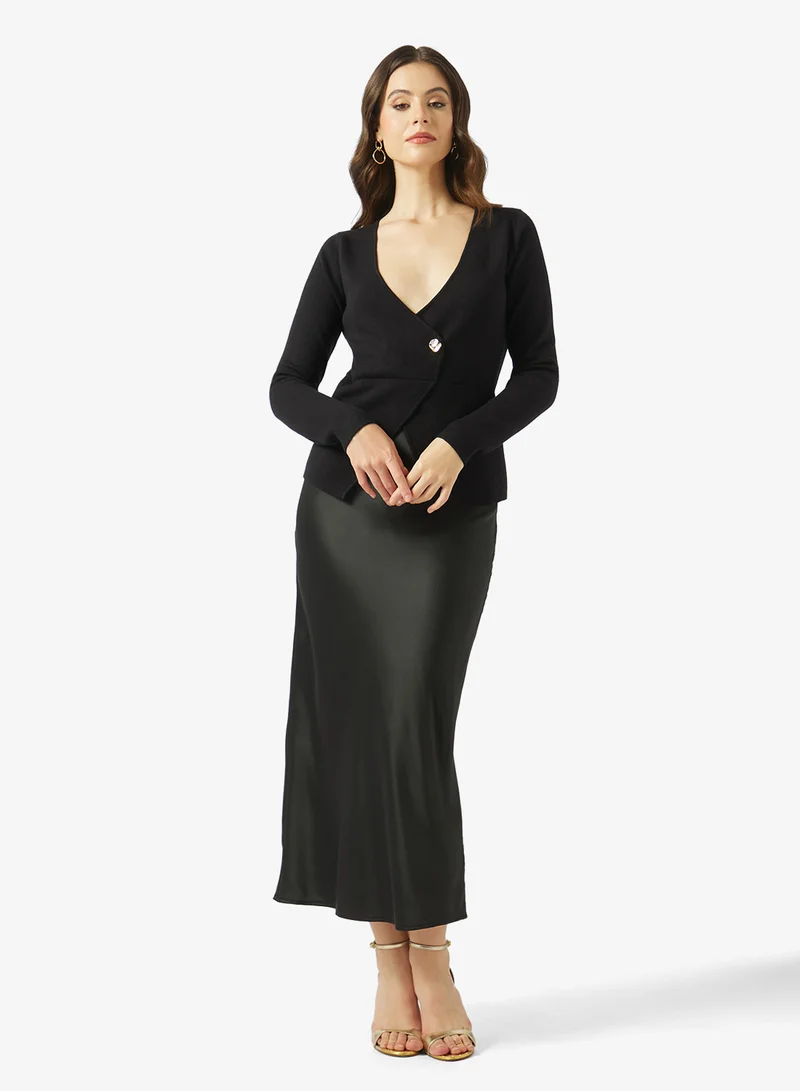 Style Cheat 2 In 1 Knit Satin Dress
