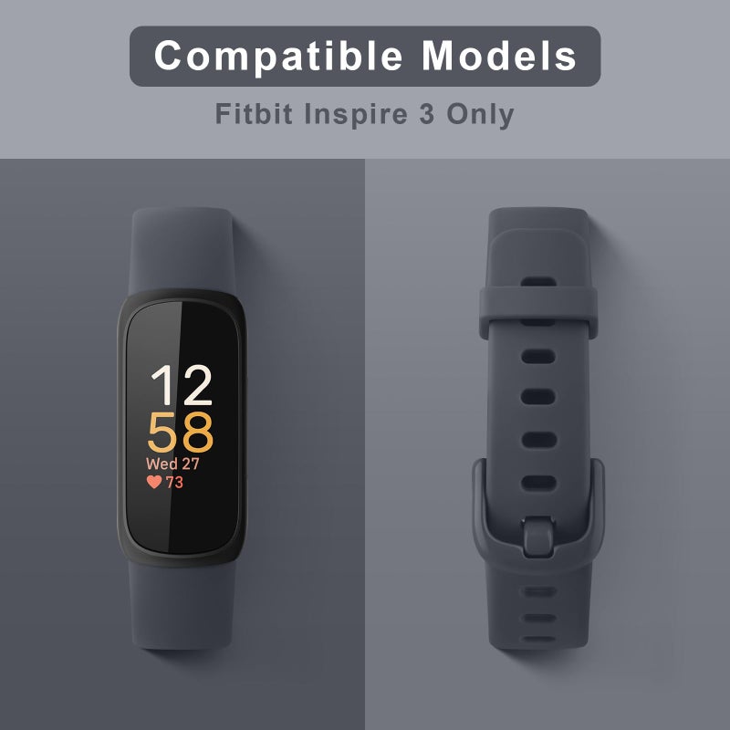 Meliya for Fitbit Inspire 3 Bands Women Men, Soft Silicone Adjustable Wristband Replacement Sport Straps Compatible with Fitbit Inspire 3 Fitness Tracker (Midnight) - Image 2