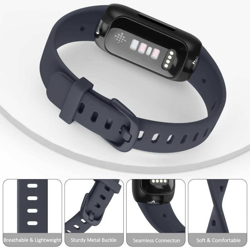 Meliya for Fitbit Inspire 3 Bands Women Men, Soft Silicone Adjustable Wristband Replacement Sport Straps Compatible with Fitbit Inspire 3 Fitness Tracker (Midnight) - Image 4