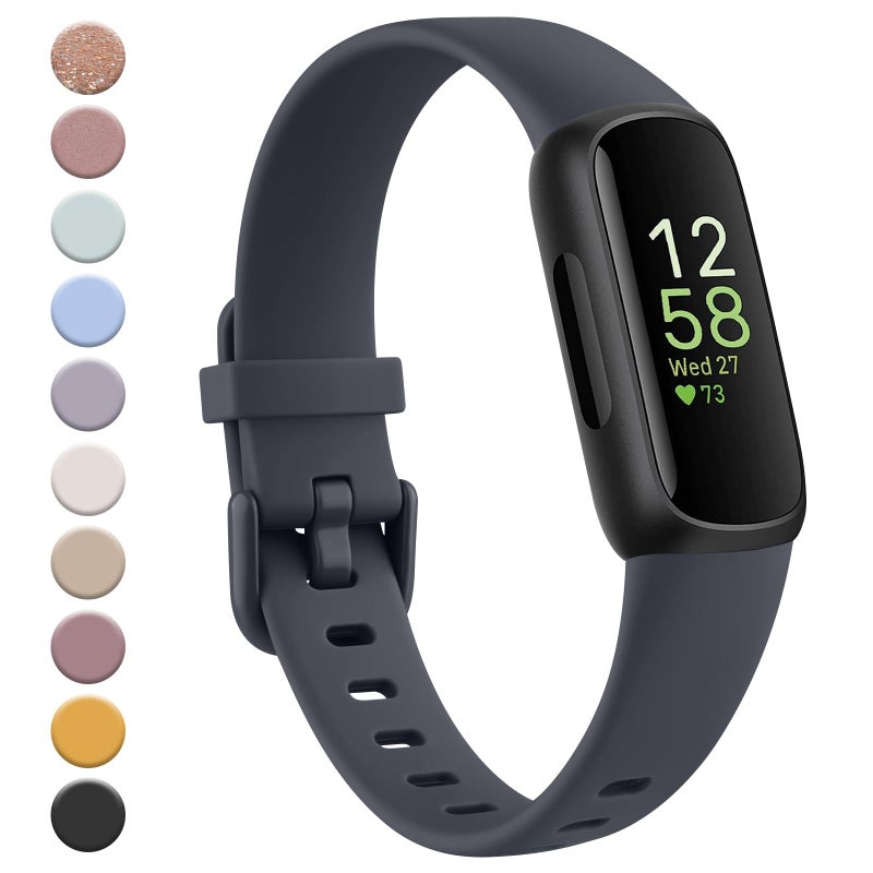 Meliya for Fitbit Inspire 3 Bands Women Men, Soft Silicone Adjustable Wristband Replacement Sport Straps Compatible with Fitbit Inspire 3 Fitness Tracker (Midnight) - Image 1