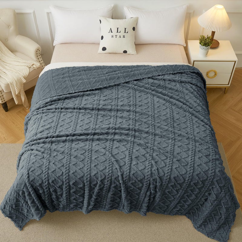 Aganear Sherpa Fleece Twin Blanket - 3D Stylish Design  Luxury Portable Lightweight Blanket Super Soft  Fluffy  Warm  Cozy  Fuzzy for Couch Living Room Bed Outdoors Office Travel(60""?80""  Gray) - Image 2