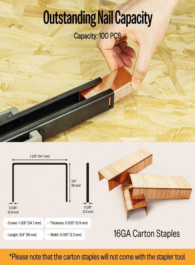 meite Box Stapler HB3518 Manual Carton Closer 16 Gauge Heavy Duty Packaging Stapler for Corrugated Case, Depth Dial for 1-8mm Cardboard, Accepts 1-3/8" Crown 3/4" Leg Staples, No Air Needed - Image 5