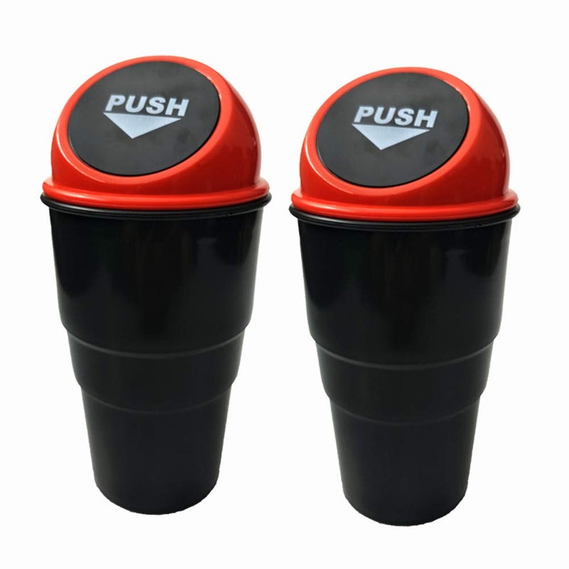 AISIBO Car Trash Can, Mini Auto Garbage Can Automotive Vehicle Rubbish Bins Holder for Vehicle Auto Car, Office Desk, Home, Waste Storage (Grey, Pack of 2) M Red ASBljt01 - Image 1